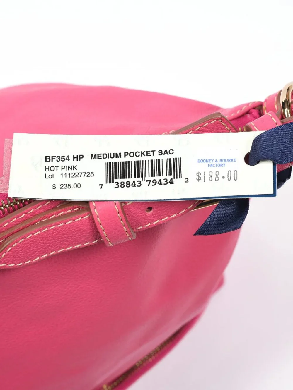 Dooney & Bourke Medium Pocket Sac Hot Pink Leather Shoulder Bag NWT BF354 HP